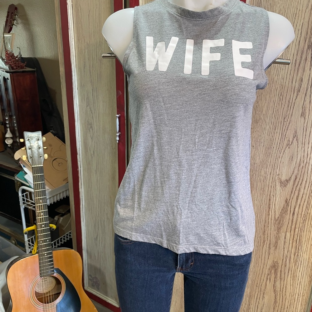 Modern Lux Gray Muscle Tee with 'WIFE' Graphic